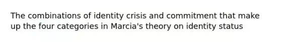 The combinations of identity crisis and commitment that make up the four categories in Marcia's theory on identity status