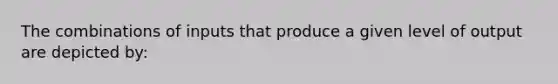 The combinations of inputs that produce a given level of output are depicted by: