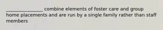 ________________ combine elements of foster care and group home placements and are run by a single family rather than staff members