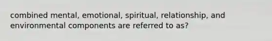 combined mental, emotional, spiritual, relationship, and environmental components are referred to as?