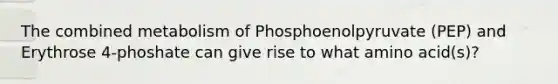 The combined metabolism of Phosphoenolpyruvate (PEP) and Erythrose 4-phoshate can give rise to what amino acid(s)?