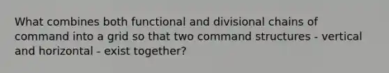 What combines both functional and divisional chains of command into a grid so that two command structures - vertical and horizontal - exist together?