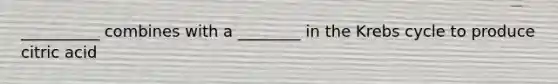 __________ combines with a ________ in the Krebs cycle to produce citric acid