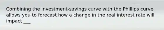 Combining the investment-savings curve with the Phillips curve allows you to forecast how a change in the real interest rate will impact ___