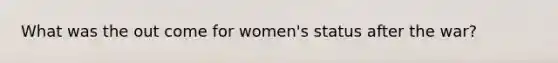 What was the out come for women's status after the war?