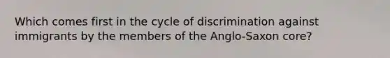 Which comes first in the cycle of discrimination against immigrants by the members of the Anglo-Saxon core?