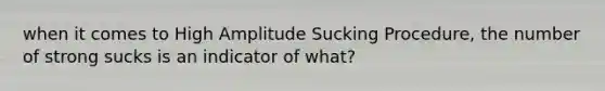 when it comes to High Amplitude Sucking Procedure, the number of strong sucks is an indicator of what?