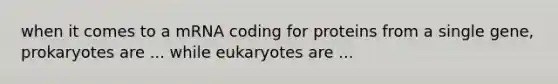 when it comes to a mRNA coding for proteins from a single gene, prokaryotes are ... while eukaryotes are ...