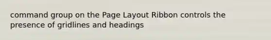 command group on the Page Layout Ribbon controls the presence of gridlines and headings