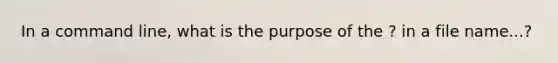 In a command line, what is the purpose of the ? in a file name...?