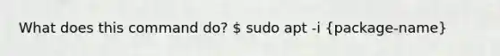 What does this command do?  sudo apt -i (package-name)