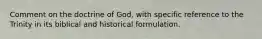 Comment on the doctrine of God, with specific reference to the Trinity in its biblical and historical formulation.