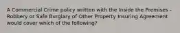 A Commercial Crime policy written with the Inside the Premises - Robbery or Safe Burglary of Other Property Insuring Agreement would cover which of the following?