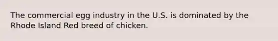 The commercial egg industry in the U.S. is dominated by the Rhode Island Red breed of chicken.