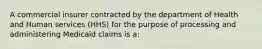 A commercial insurer contracted by the department of Health and Human services (HHS) for the purpose of processing and administering Medicaid claims is a: