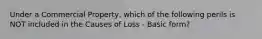 Under a Commercial Property, which of the following perils is NOT included in the Causes of Loss - Basic form?