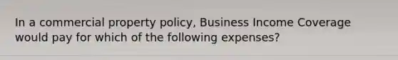 In a commercial property policy, Business Income Coverage would pay for which of the following expenses?