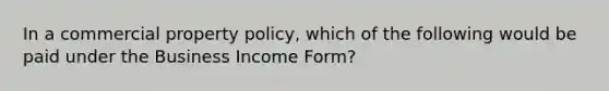 In a commercial property policy, which of the following would be paid under the Business Income Form?