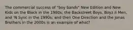 The commercial success of "boy bands" New Edition and New Kids on the Block in the 1980s; the Backstreet Boys, Boyz II Men, and 'N Sync in the 1990s; and then One Direction and the Jonas Brothers in the 2000s is an example of what?