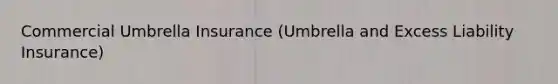 Commercial Umbrella Insurance (Umbrella and Excess Liability Insurance)