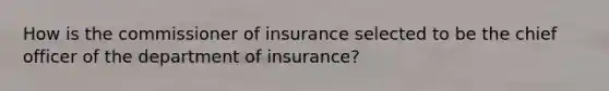 How is the commissioner of insurance selected to be the chief officer of the department of insurance?