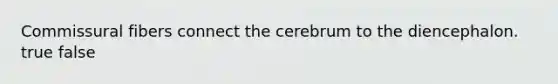 Commissural fibers connect the cerebrum to the diencephalon. true false