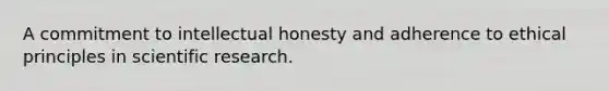 A commitment to intellectual honesty and adherence to ethical principles in scientific research.