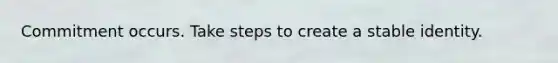 Commitment occurs. Take steps to create a stable identity.