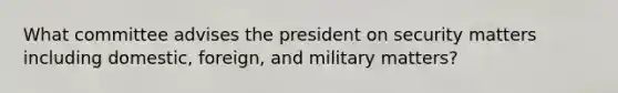 What committee advises the president on security matters including domestic, foreign, and military matters?