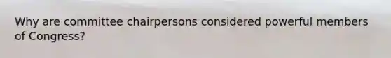 Why are committee chairpersons considered powerful members of Congress?