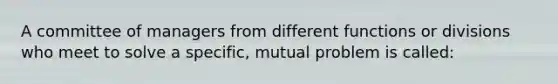 A committee of managers from different functions or divisions who meet to solve a specific, mutual problem is called: