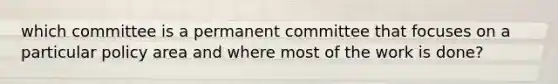 which committee is a permanent committee that focuses on a particular policy area and where most of the work is done?