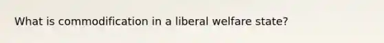 What is commodification in a liberal welfare state?