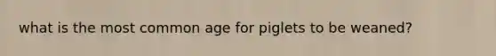 what is the most common age for piglets to be weaned?