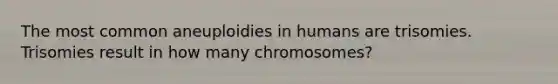 The most common aneuploidies in humans are trisomies. Trisomies result in how many chromosomes?