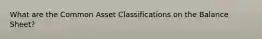 What are the Common Asset Classifications on the Balance Sheet?