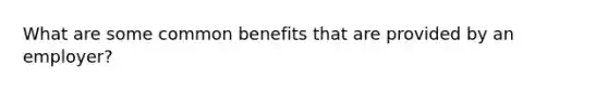 What are some common benefits that are provided by an employer?