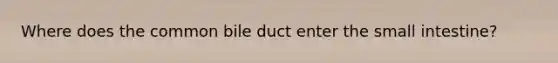 Where does the common bile duct enter the small intestine?