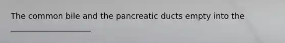 The common bile and the pancreatic ducts empty into the ____________________