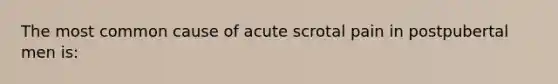 The most common cause of acute scrotal pain in postpubertal men is: