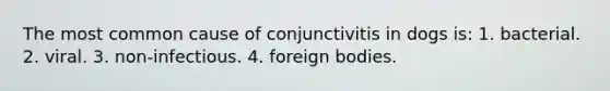 The most common cause of conjunctivitis in dogs is: 1. bacterial. 2. viral. 3. non-infectious. 4. foreign bodies.