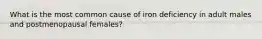 What is the most common cause of iron deficiency in adult males and postmenopausal females?