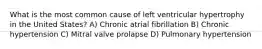 What is the most common cause of left ventricular hypertrophy in the United States? A) Chronic atrial fibrillation B) Chronic hypertension C) Mitral valve prolapse D) Pulmonary hypertension