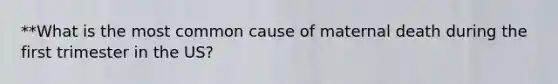 **What is the most common cause of maternal death during the first trimester in the US?