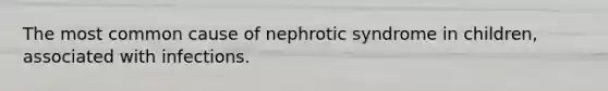 The most common cause of nephrotic syndrome in children, associated with infections.