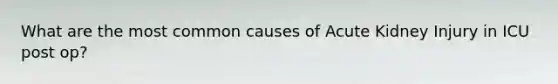 What are the most common causes of Acute Kidney Injury in ICU post op?