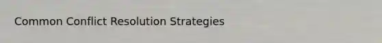 Common Conflict Resolution Strategies