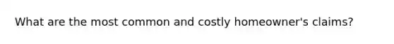 What are the most common and costly homeowner's claims?