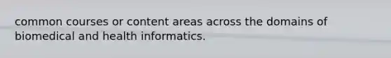 common courses or content areas across the domains of biomedical and health informatics.