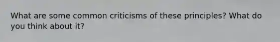 What are some common criticisms of these principles? What do you think about it?